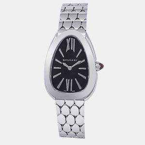 Pre Owned Bvlgari Serpenti Seduttori 103952 Quartz Black Dial Stainless Steel Women's Wristwatch 33mm