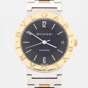 Pre Owned Bvlgari BB33SG Quartz Black 18K Yellow Gold Stainless Steel Women's Wristwatch 33mm
