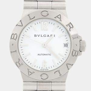 مملوكة مسبقًا Bvlgari Diagono LCV29S Automatic CWhite Stainless Steel Women's Wristwatch 29mm