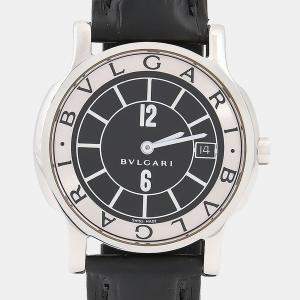 مملوكة مسبقًا Bvlgari Solotempo ST35S Quartz Black Stainless Steel Men's Wristwatch 35mm
