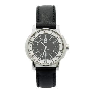 ساعة يد نسائية بلغاري سولوتيمبو ST29S جلد ستانلس ستيل سوداء 29 مم