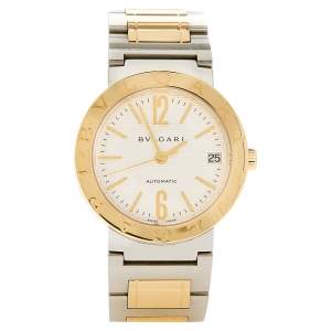 Bvlgari Silver White 18K Yellow Gold Stainless Steel Bvlgari BB33SSAUTO Women's Wristwatch 33 mm