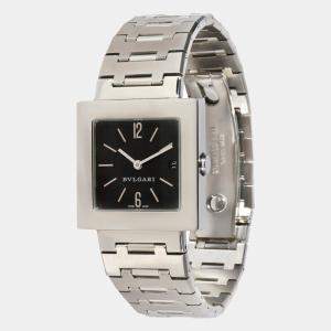 Bvlgari Black Stainless Steel Quadrato SQ 27 SSD Quartz Women's Wristwatch 27 mm