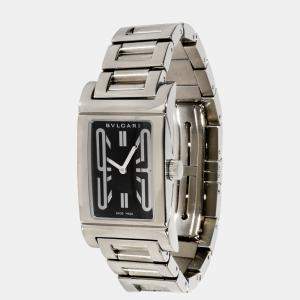 Bvlgari Black Stainless Steel Rettangolo RT 39 S Quartz Women's Wristwatch 21 mm