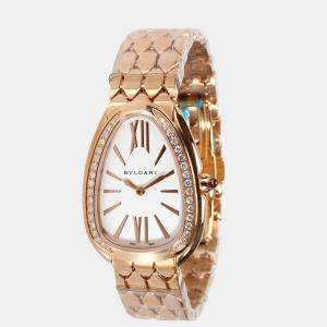 Bvlgari Silver 18k Rose Gold Serpenti 103146 Quartz Women's Wristwatch 25 mm