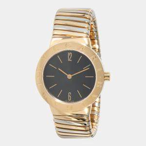 Bvlgari Black 18 Yellow Gold And Stainless Steel Tubogas Women's Wristwatch 30 mm