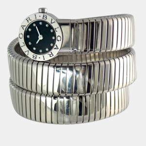 BVLGARI Black Stainless Steel Tubogas Snake 12P Diamond BB191TS Women's Watch 19 mm