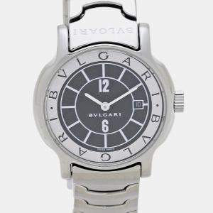 Bvlgari Black Stainless Steel Solotempo ST29BSSD Quartz Women's Wristwatch 28 mm