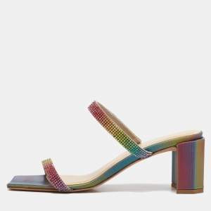 By Far Multicolor Crystal Embellished Leather Tanya Sandals Size 39