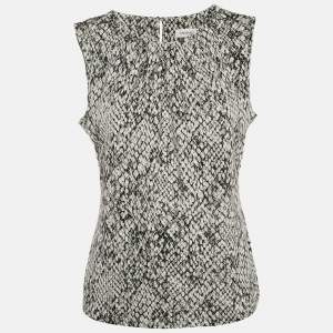 Calvin Klein Black/White Snakeskin Print Jersey Sleeveless Top M