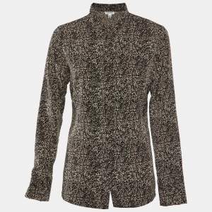 Calvin Klein Black Printed Polyester Neck Tie Detail Shirt M