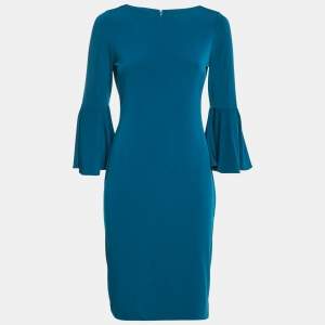 Calvin Klein Blue Jersey Bell Sleeve Short Dress S