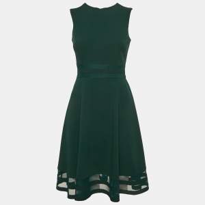 Calvin Klein Green Tulle and Crepe Short Dress S