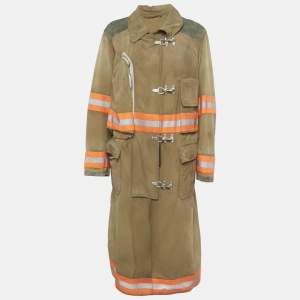 Calvin Klein Brown Logo Applique Cotton Firefighter Coat S
