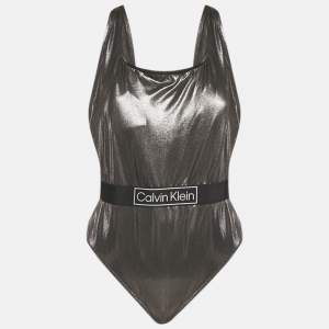 Pre Owned Calvin Klein Silver Lamé Swimsuit XXL