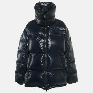 Pre Owned Calvin Klein Navy Blue Synthetic Oversized Puffer Jacket M