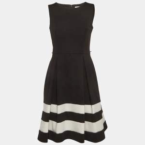 مملوكة مسبقًا Calvin Klein Black Cotton Knit White Trim Fit and Flare Mini Dress S