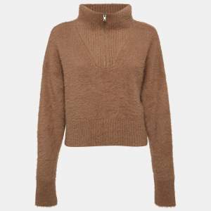 Camila Coelho Brown Faux Fur Half Zipper Sweatshirt S