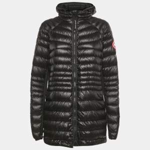 Pre Owned Canada Goose Black Nylon Hooded Zip-Up Down Jacket XL