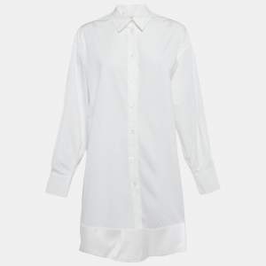 Pre Owned بلوزة كارولينا هيريرا قطن أبيض كبيرة مع جوانب عالية مقاس صغير