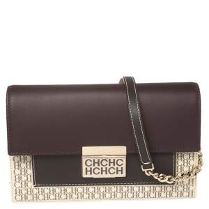 Pre Owned Carolina Herrera Multicolor Signature Coated Canvas and Leather Flap Shoulder Bag