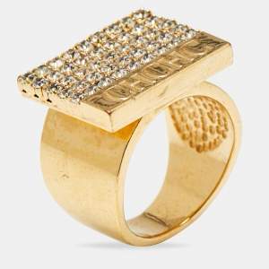 Carolina Herrera Crystal Gold  Tone Ring Size 53