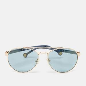 Carolina Herrera Blue/Gold SHE088 Aviator Sunglasses
