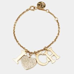 Carolina Herrera CH Crystals Gold Tone Bracelet