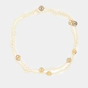 Carolina Herrera A day for Love Logo Medallion Multi Strand Station Necklace
