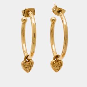 Carolina Herrera CH Crystals Gold Tone Hoop Earrings