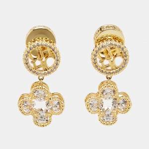 Carolina Herrera Crystals Gold Tone Earrings