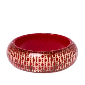 Pre Owned CH Carolina Herrera Red Resin Gold Tone Wide Bangle Bracelet