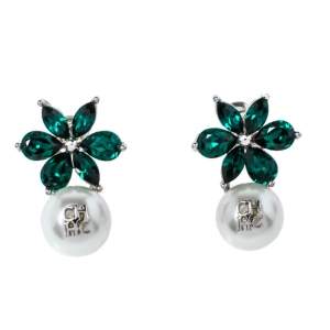 Pre Owned Carolina Herrera Green Crystal Jasmine Drop Earrings