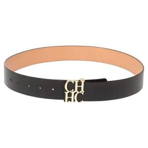 Carolina Herrera Black Leather CHHC Belt 85CM