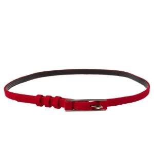 Carolina Herrera Red Fabric Slim Buckle Belt 