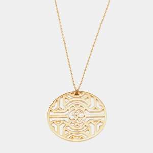 Pre Owned CH Carolina Herrera Gold Tone Medallion Pendant Necklace