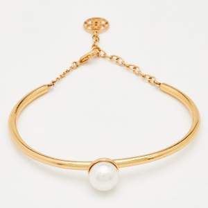 Carolina Herrera  Faux Pearl Gold Tone Bracelet