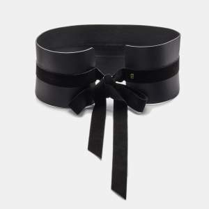Carolina Herrera Black Leather and Suede Obi Waist Belt