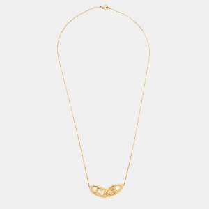 Carolina Herrera CH Gold Tone Logo Pendant Necklace