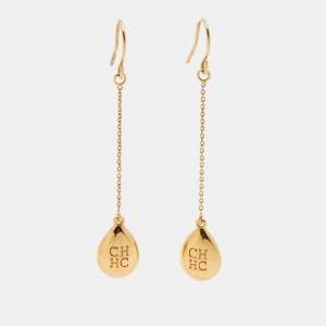 Carolina Herrera Crystal Gold Tone Earrings