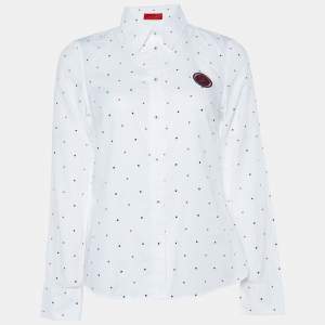 Carolina Herrera White Dot Print Buttoned Down Shirt M