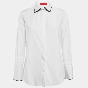 Carolina Herrera White Cotton Button Front Long Sleeve Shirt M