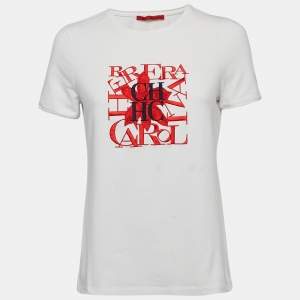 CH Carolina Herrera White Logo Embroidered Cotton Jersey T-Shirt M