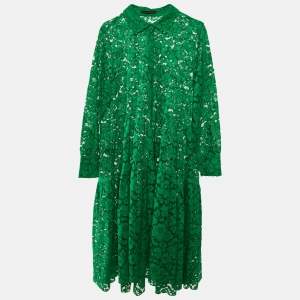 Pre Owned Carolina Herrera Green Lace Midi Dress L