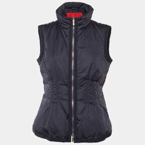 Pre Owned CH Carolina Herrera Navy Blue Synthetic Zip Front Sleeveless Vest M