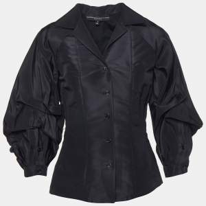 Carolina Herrera Black Silk Oversized Sleeve Detail Shirt S
