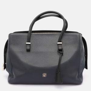 CH Carolina Herrera Blue Nubuck and Leather Zip Tote