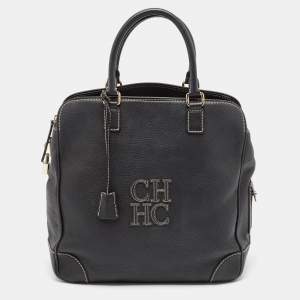 Carolina Herrera Black Leather Middle Zip Satchel