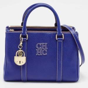 Carolina Herrera Blue Leather Matteo Tote