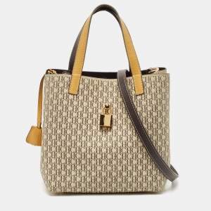 Carolina Herrera Tricolor Monogram Coated Canvas and Leather Small Matryoshka Locked Tote